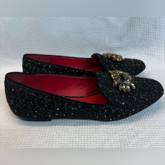 Kurt Geiger black tweed glimmer flats - Picture 2 of 9